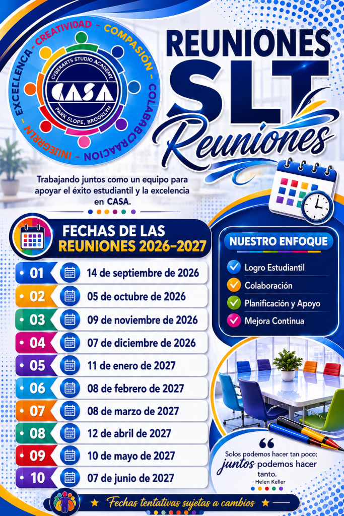 2026-2027 SLT Meetings Flyer Spanish